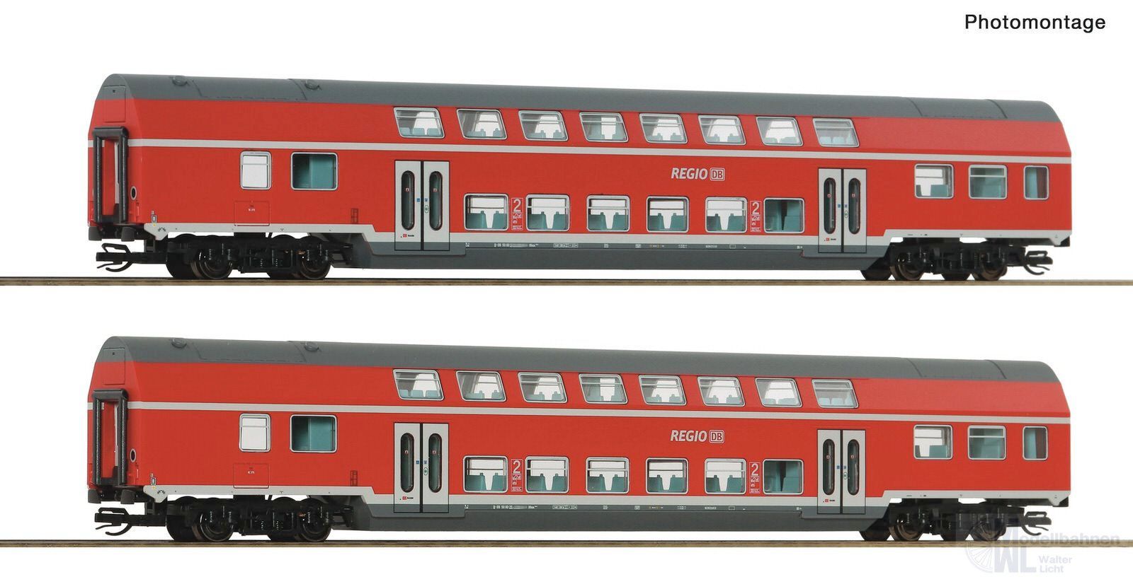 Roco 6280072 - Doppelstockwagen Set DB Ep.V/VI 2.tlg. TT 1:120
