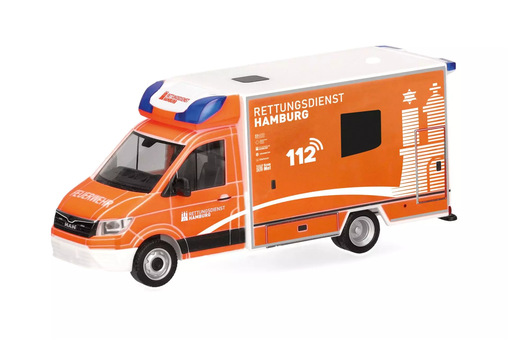 Herpa 099196 - MAN TGE Fahrtec RTW Feuerwehr Hamburg H0 1:87