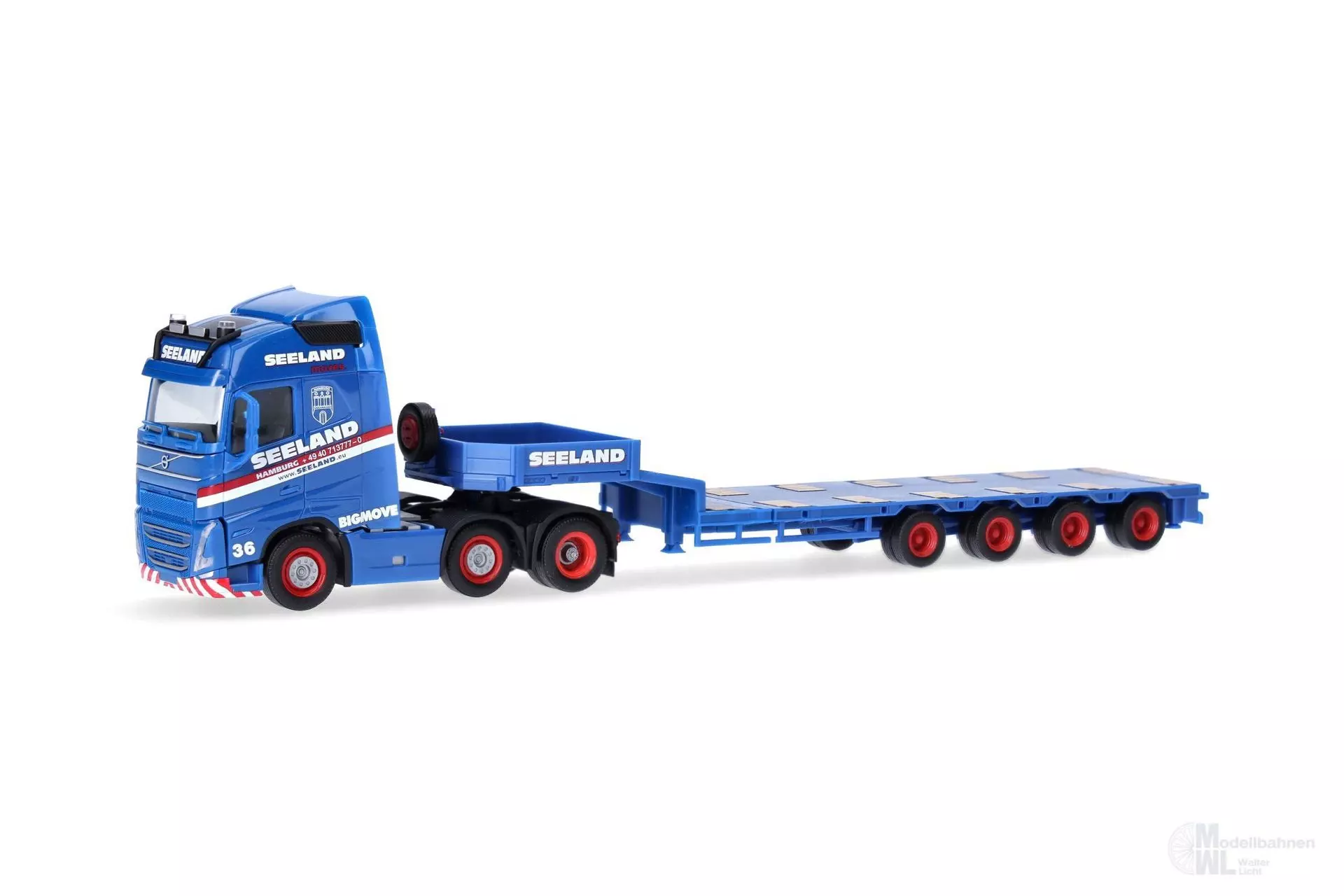 Herpa 319805 - Volvo FH GL 20 6x2 Semitieflade Sattelzug Seeland H0 1:87