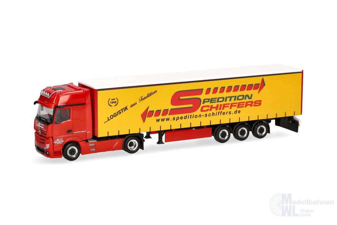 Herpa 319218 - Mercedes-Benz A Gigaspace Gardinenplanen Sattelzug Schiffers H0 1:87 Herpa 319218 - Mercedes-Benz A Gigaspace Gardinenplanen Sattelzug Schiffers H0 1:87