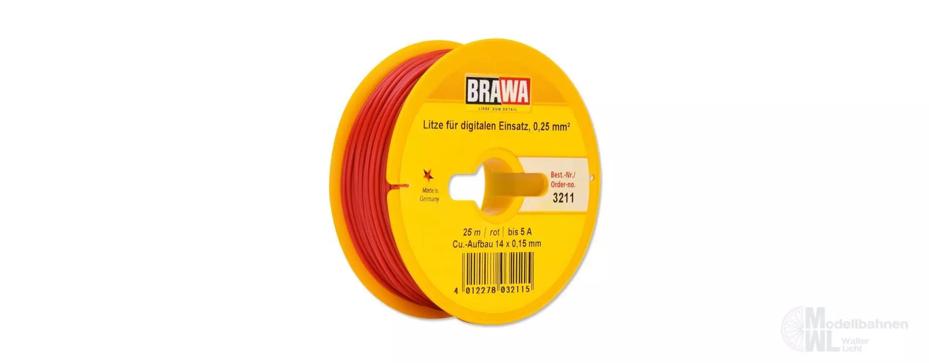 Brawa 3211 - Einzelader 0,25 qmm rot 25 Meter