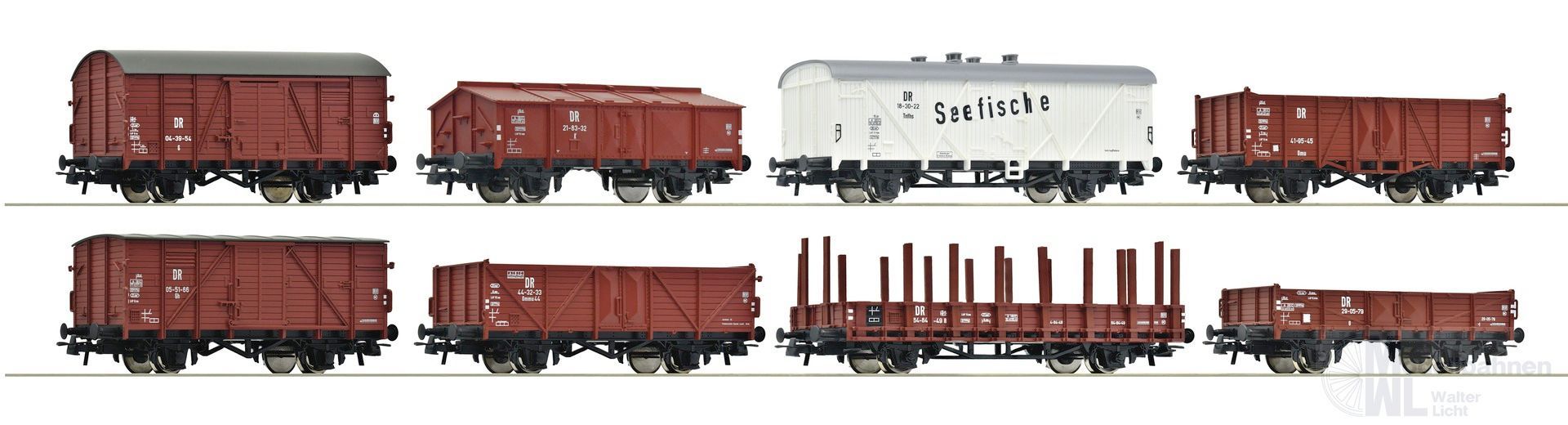 Roco 67127 - Güterwagen-Set DR Ep.III 8 teilig H0/GL