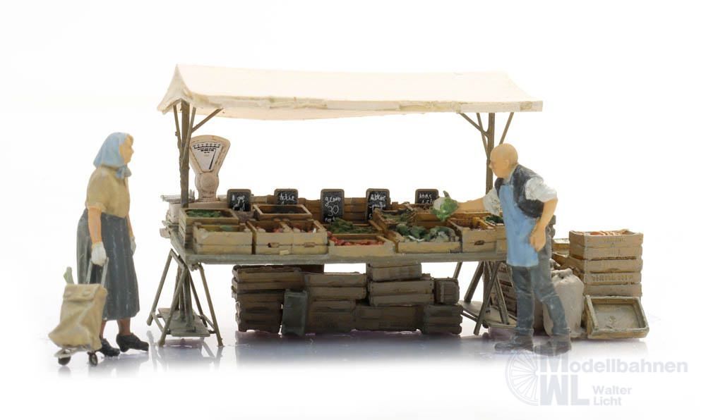 ARTITEC b.v. 387.717 - Marktstand mit Gemüse H0 1:87 Fertigmodell
