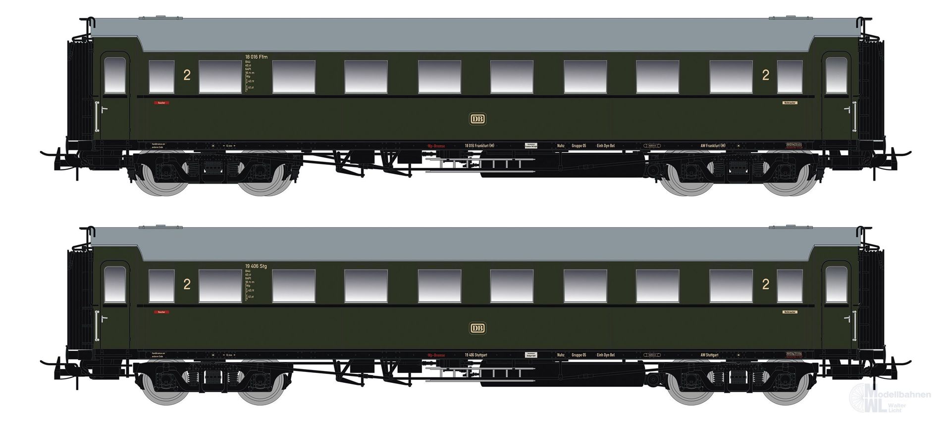 Saxonia Modellbau 87187 - Personenwagen Set DB Ep.III C4Ü Sa 07 2.tlg. Beleuchtung H0/GL