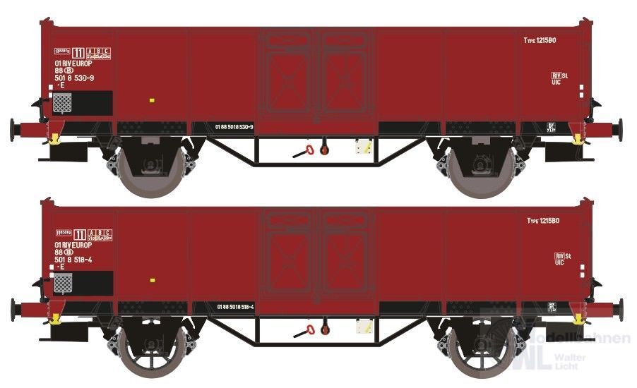 Exact Train 23982 - Güterwagen Set offen NMBS Ep.III/IV 2.tlg. H0/GL