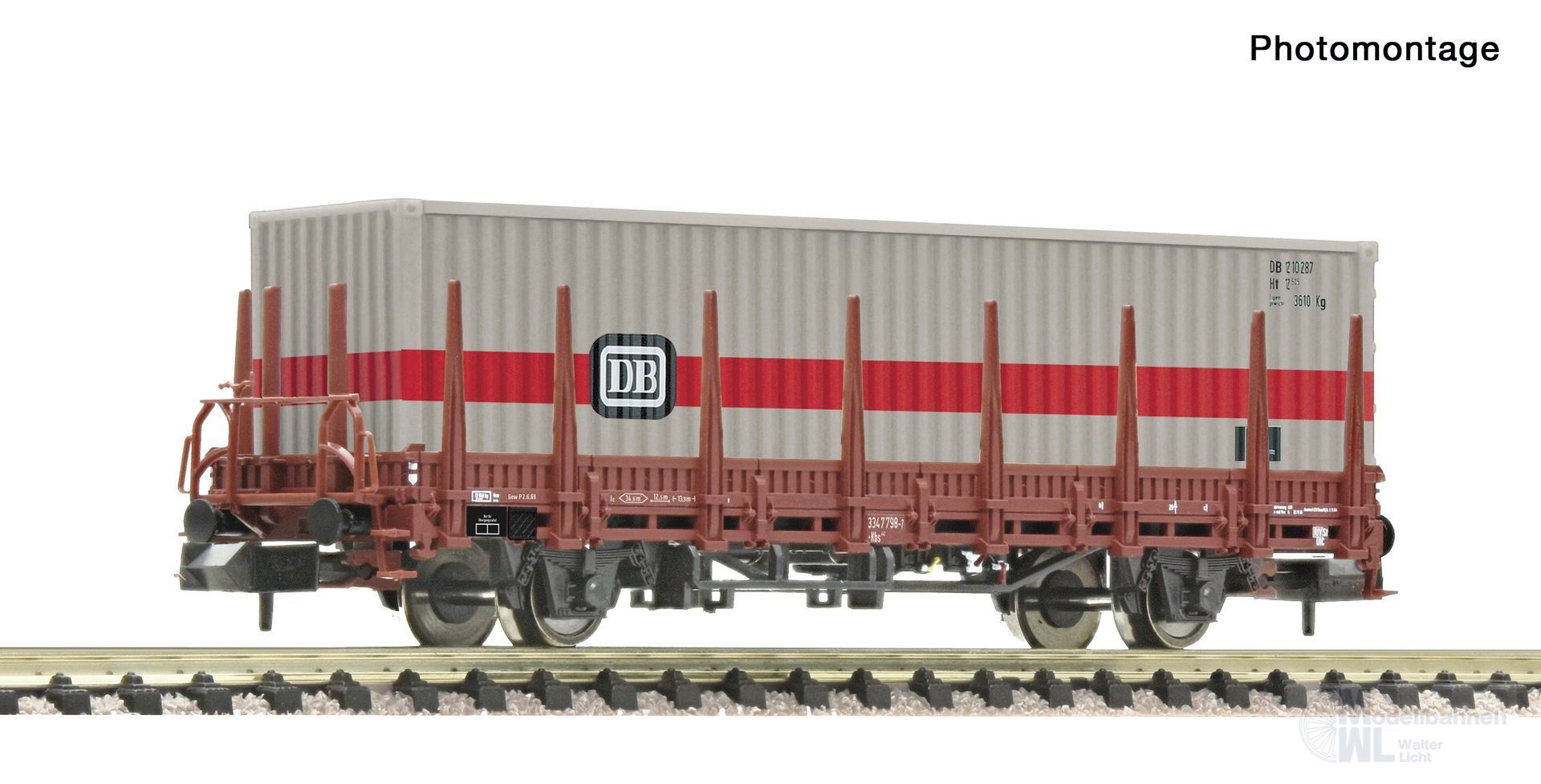 Fleischmann 6660161 - Rungenwagen DB Ep.IV bel. Mit 20 ft Container N 1:160