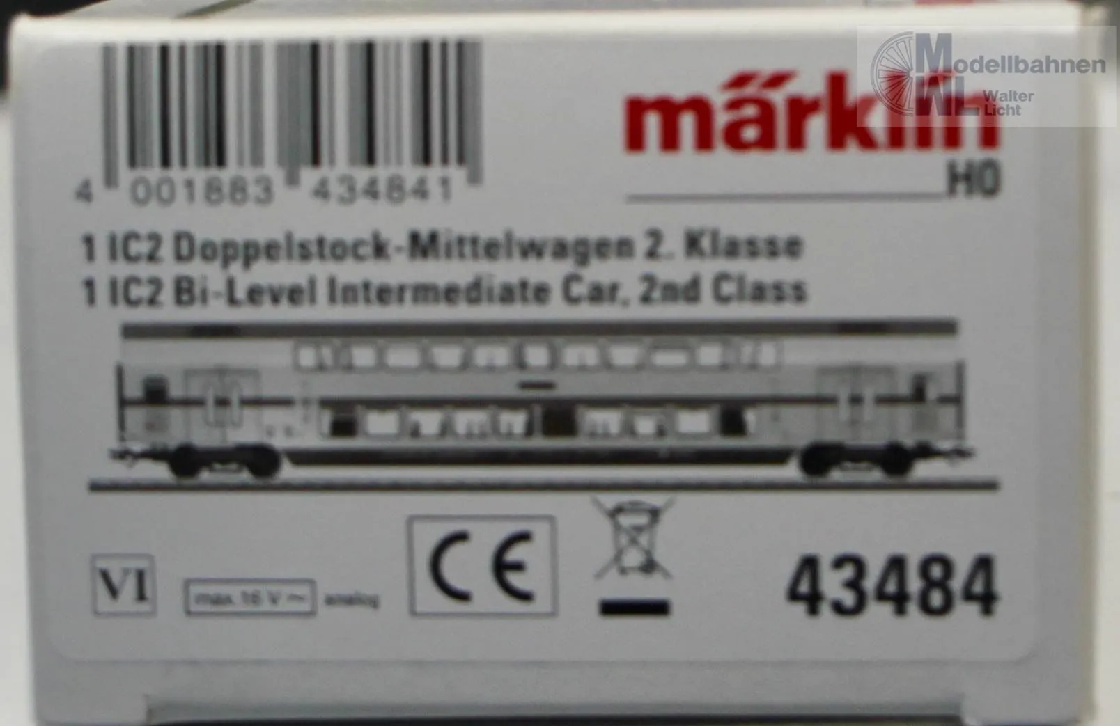 Märklin 43484 - MÄRKLIN - IC-Doppelstockwagen DB Ep.VI 2.Kl. H0/WS