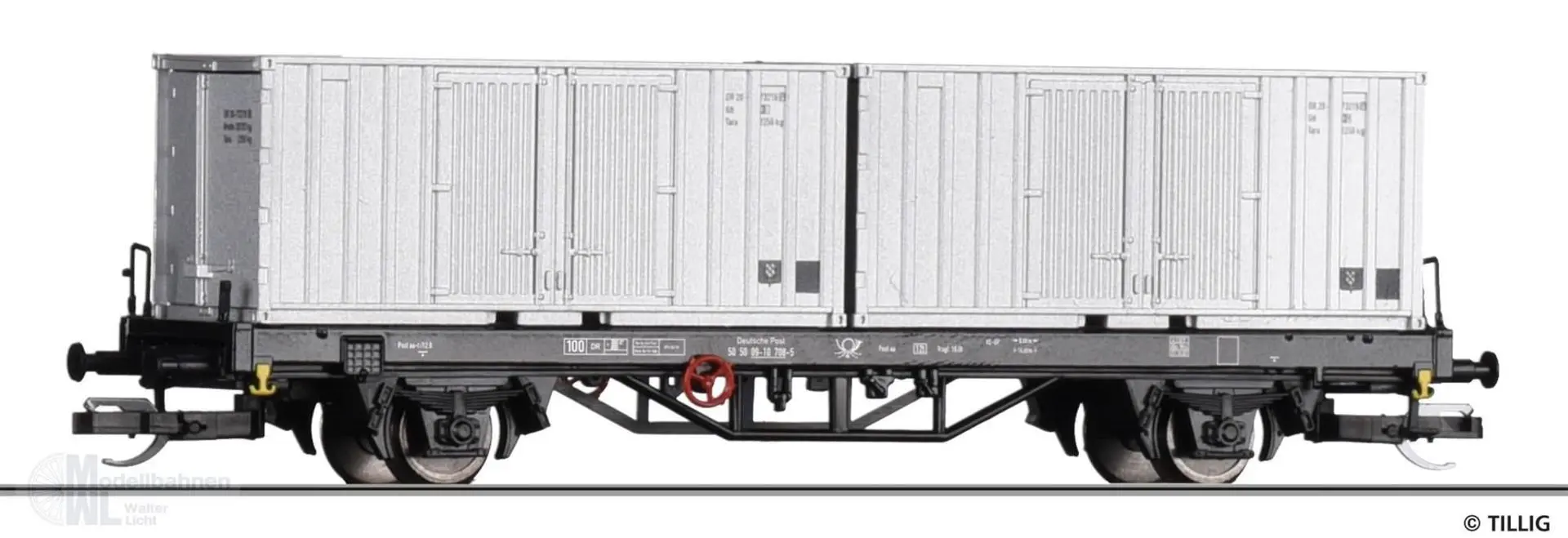 Tillig 17484 - Containertragwagen Deutsche Post Ep.IV Post aa-t/12,8 TT 1:120