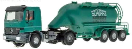 Viessmann 8122 - Mercedes-Benz ACTROS 2-achs Zugmaschine mit Siloauflieger Schwarzbau H0