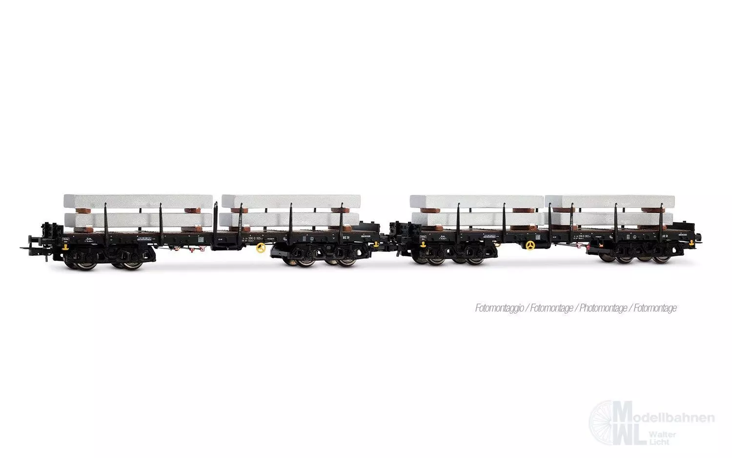 Rivarossi 6701 - Rungenwagen Set DB Ep.IV 2.tlg. beladen mit Alu-Blöcken H0/GL