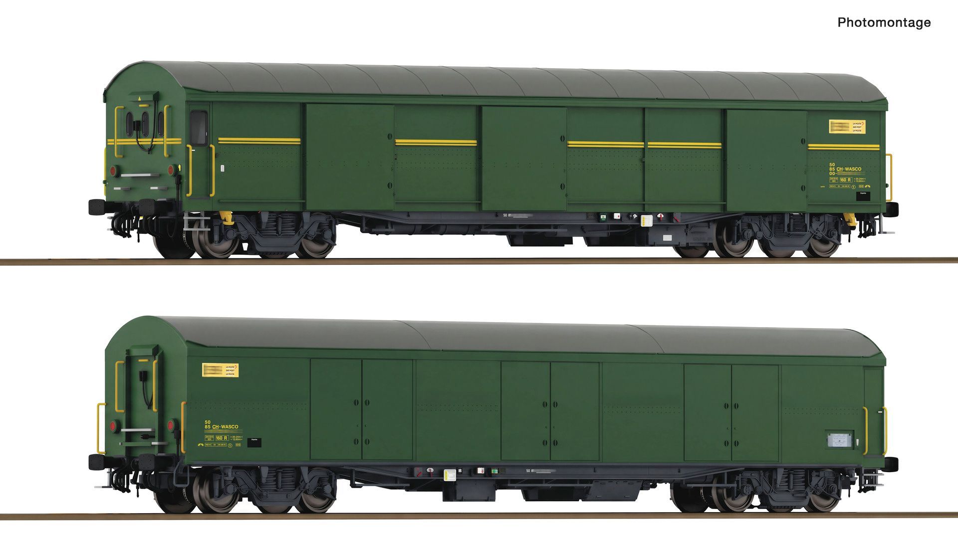 Roco 6600241 - 2er Set Postwagen PTT grün
