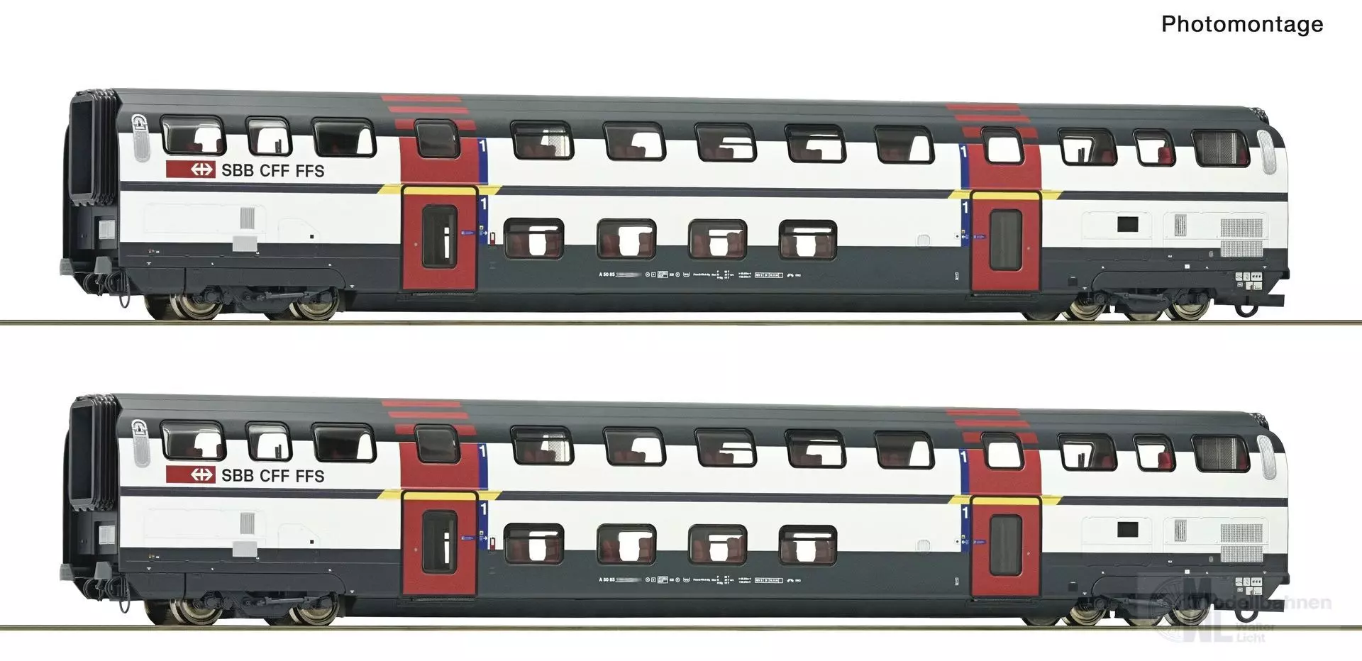 Roco 6200215 - Doppelstockwagen Set SBB Ep.V/VI 1.Kl. 2.tlg. H0/GL