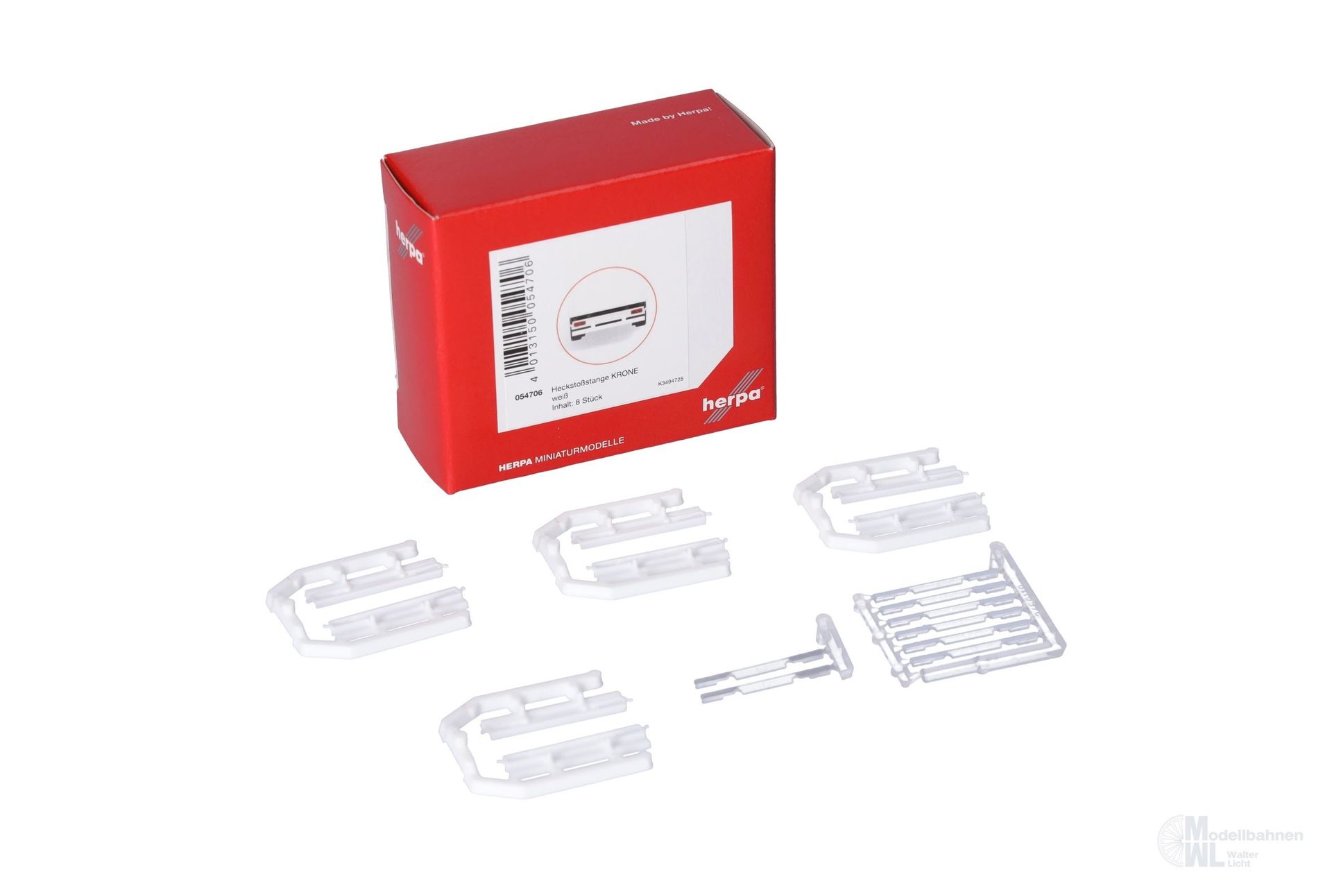 Herpa 054706 - Zubehör Heckstoßstange KRONE 8 x weiß H0 1:87