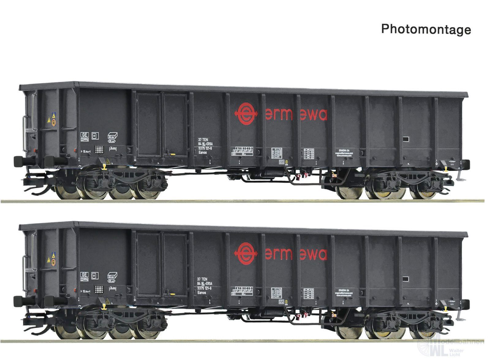Roco 6680053 - Güterwagen Set Ermewa Ep.VI EANOS 2.tlg. TT 1:120