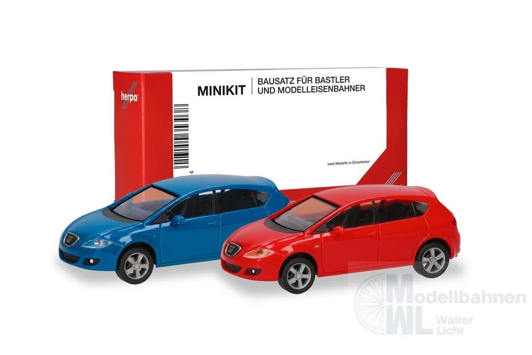 Herpa 013970-003 - MiniKit Seat Leon, verkehrsrot/verkehrsblau (2 Stück) H0 1:87
