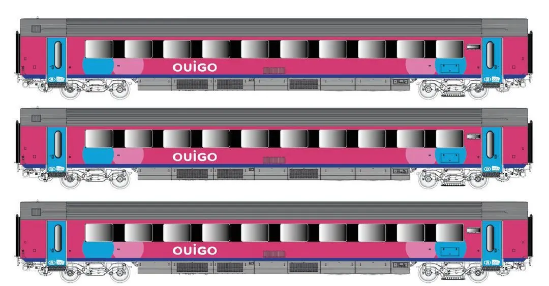 LS Models 43058DC - Personenwagen Set OUIGO Ep.VI I11 (A+B+B) 3.tlg. H0/GL