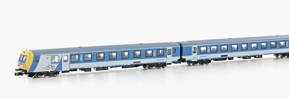 Jägerndorfer Modellbahn 60360 - Inlandsreisezugwagen Set MAV Ep.VI 3.tlg. Steuerwagen / 2x. 2.Kl. N1:160