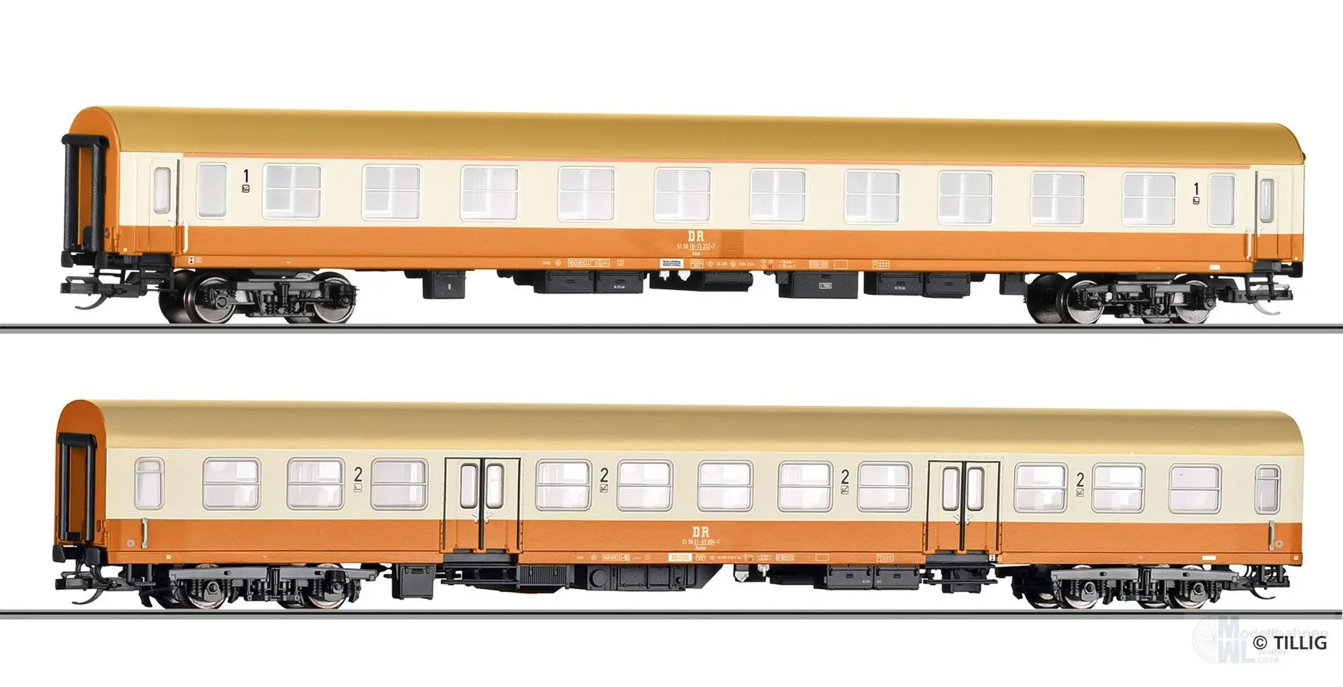 Tillig 01123 - Personenwagen Set DR Ep.IV 2.tlg. Städteexpress TT 1:120