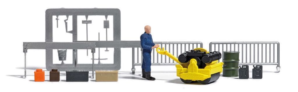 Busch 7805 - A-Set:Straßenwalze m Figur H0 1:87