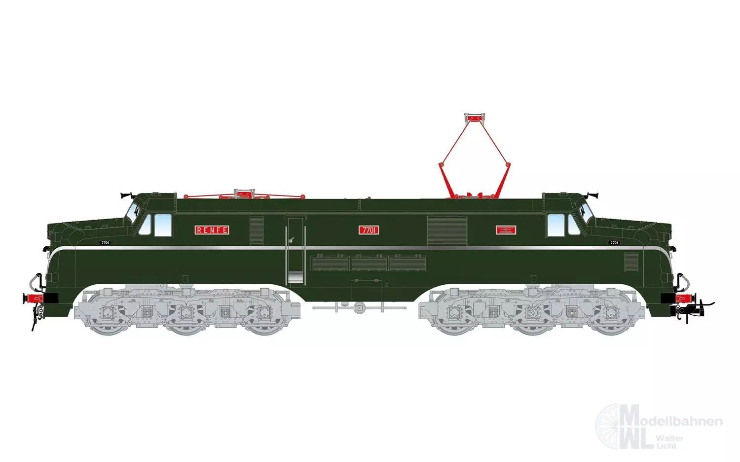 Electrotren 2040S - E-Lok Serie 7701 RENFE Ep.III dunkelgrün/silbern H0/GL Sound
