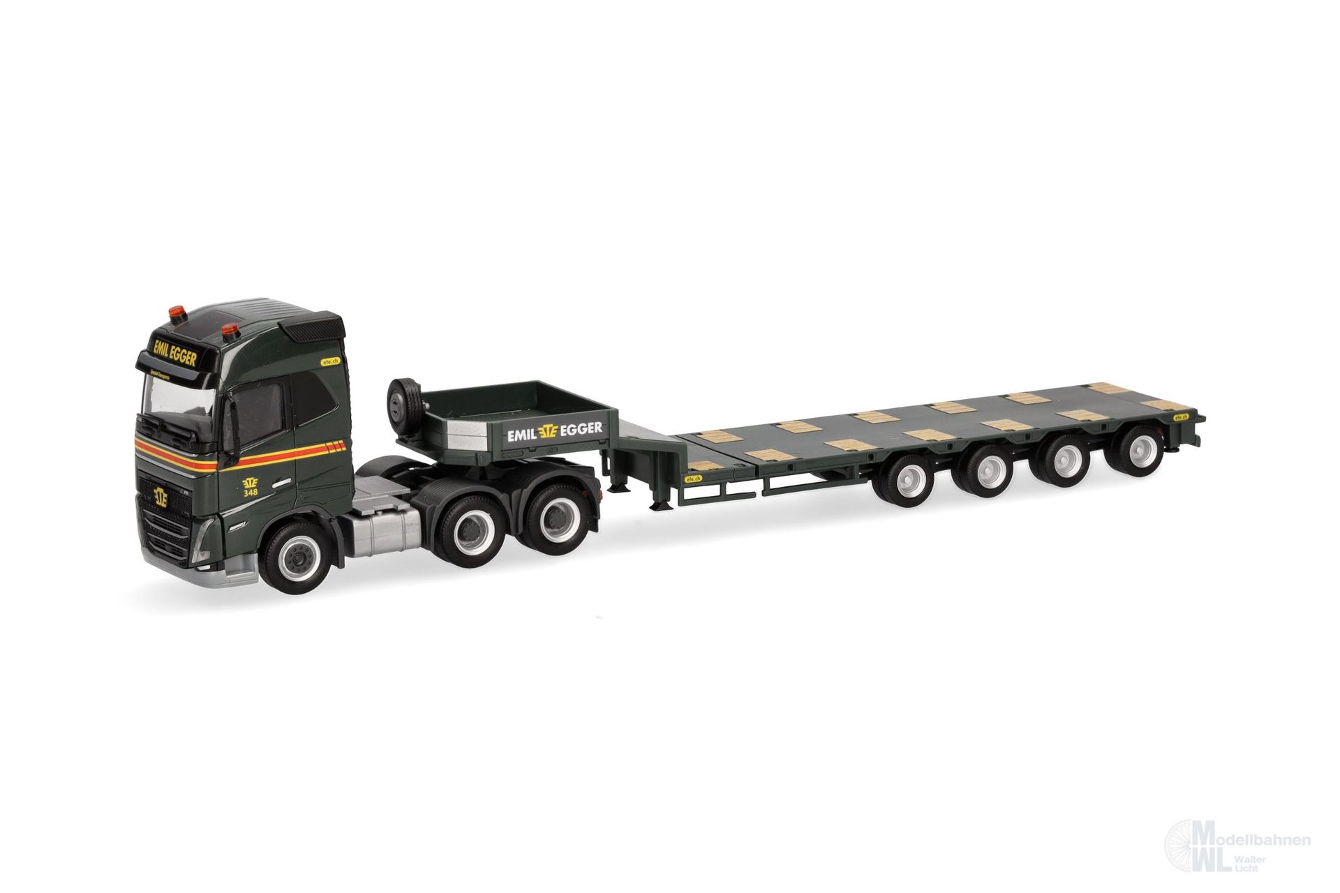 Herpa 318853 - Volvo FH GL Semitieflade-Sattelzug Egger H0 1:87