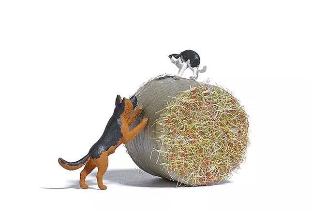 Busch 7920 - A-Set: Hund jagt Katze H0 1:87