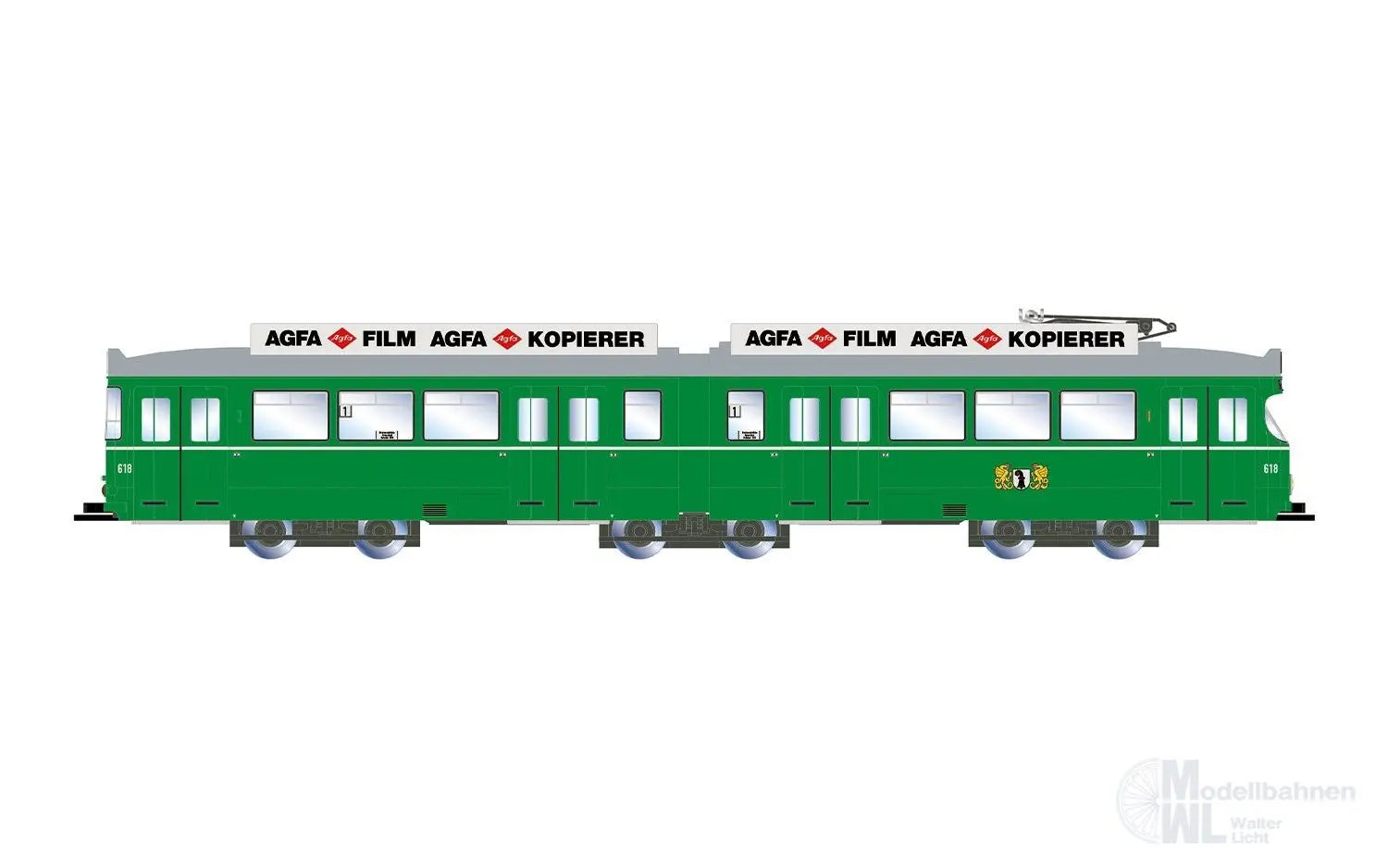 Arnold 2692 - Straßenbahn Diewag Basel grün Ep.IV/V N 1:160