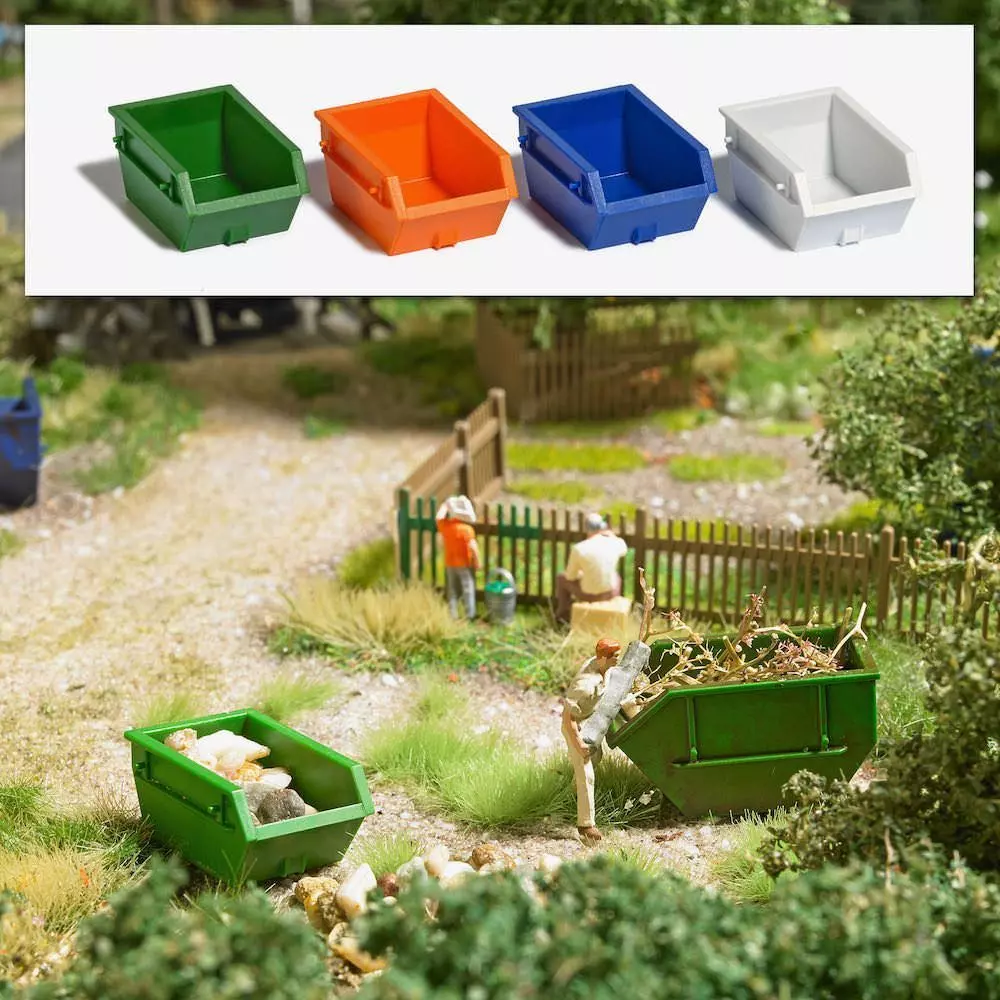 Busch 7752 - M-Set:4 Absetzcontainer 1,5m³ H0 1:87