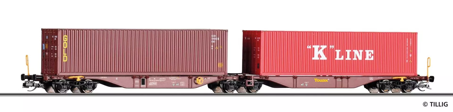 Tillig 18070 - Containertragwagen Touax Ep.VI Sggmrss TT 1:120