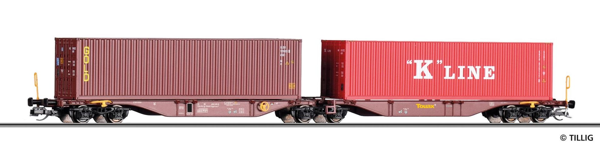 Tillig 18070 - Containertragwagen Touax Ep.VI Sggmrss TT 1:120