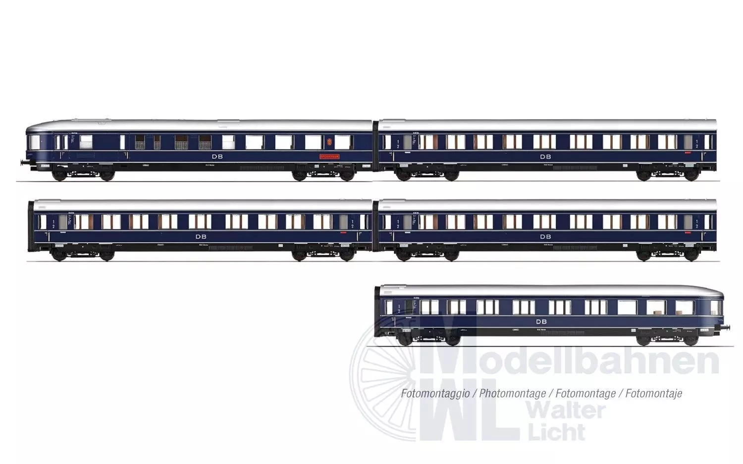 Rivarossi 4389 - Personenwagen Set DB Ep.III Blauer Enzian 5.tlg. H0/GL