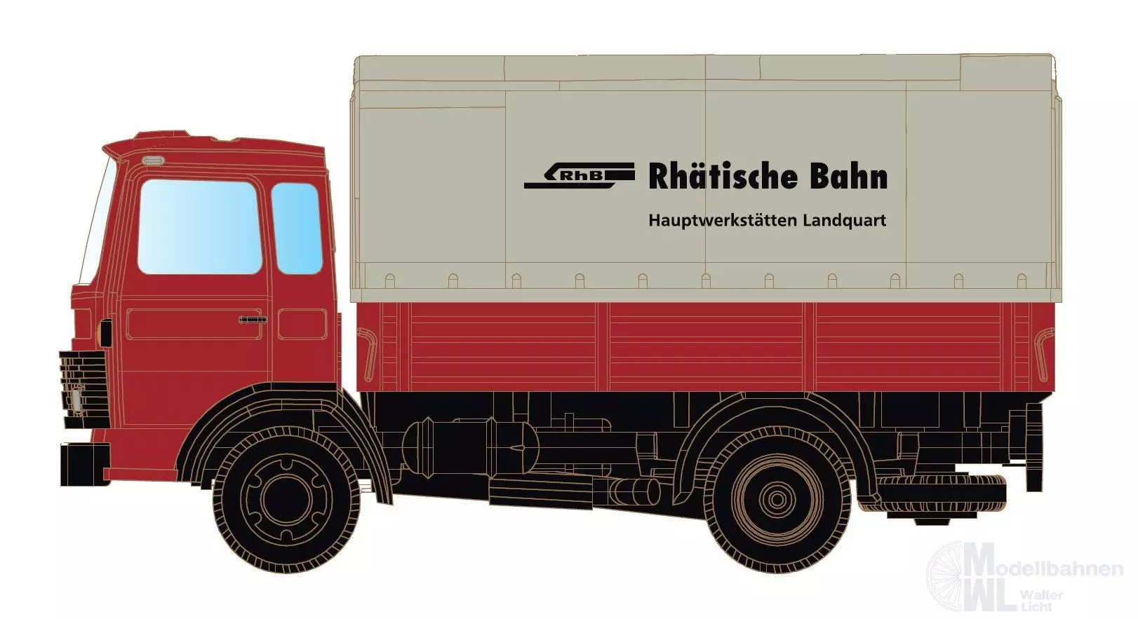 Lemke Minis 4807 - Magirus MK 130M8 mit Pritsche/Plane - RhB (CH) N 1:160