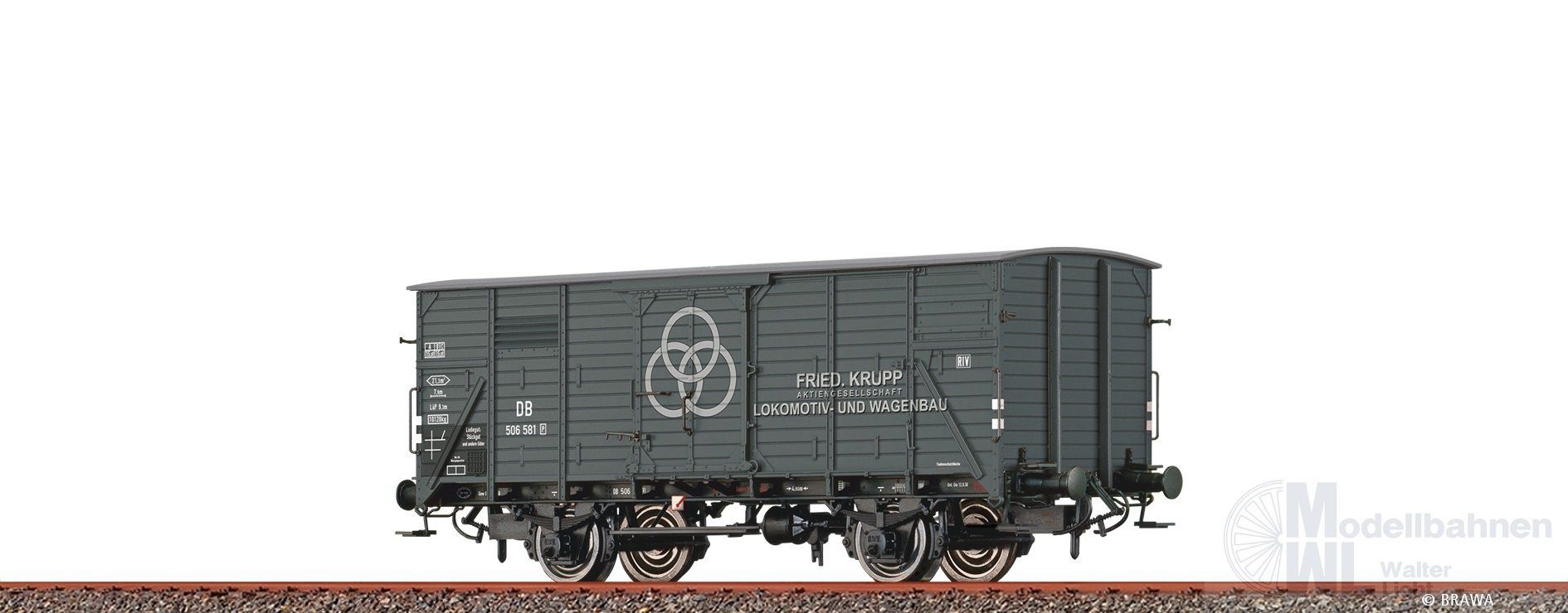 Brawa 50957 - Güterwagen ged. DB Ep.III Krupp Stahl G10 H0/GL Brawa 50957 - Güterwagen ged. DB Ep.III Krupp Stahl G10 H0/GL