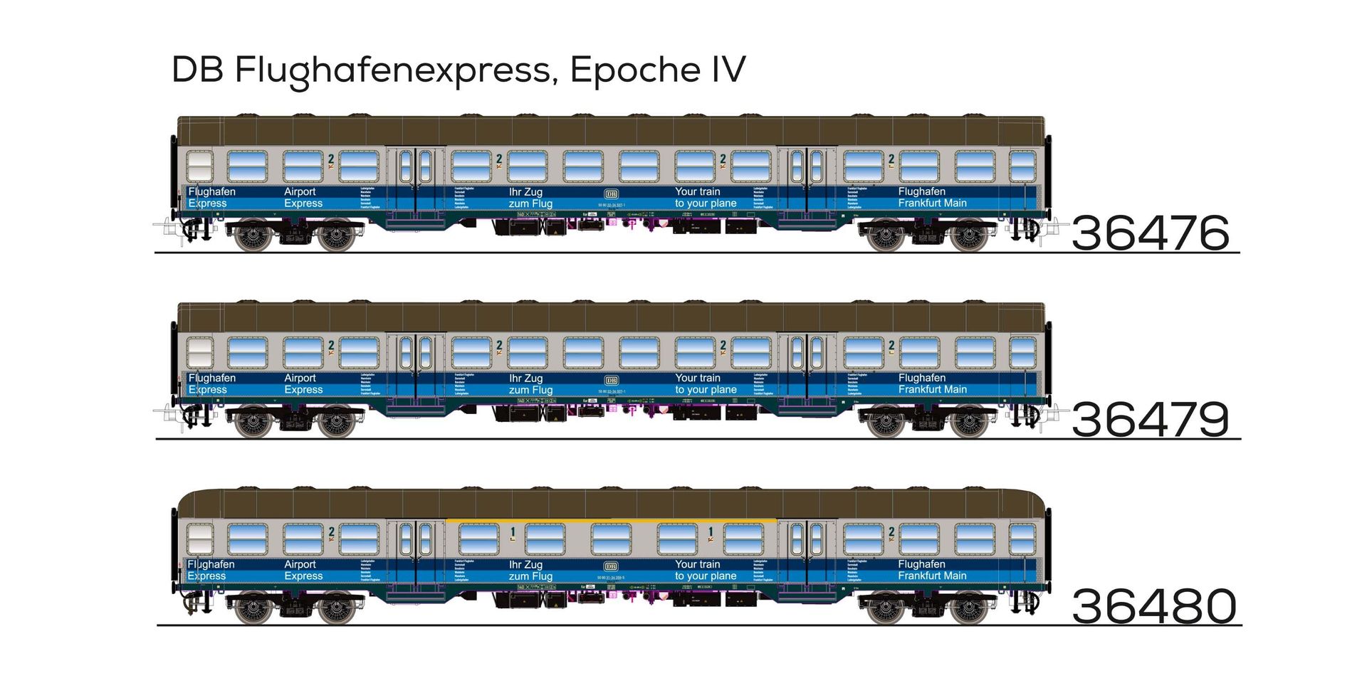 ESU 36480 - Mitteleinstiegswagen DB Ep.IV 1/2.Kl. Flughafen-Express H0/GL