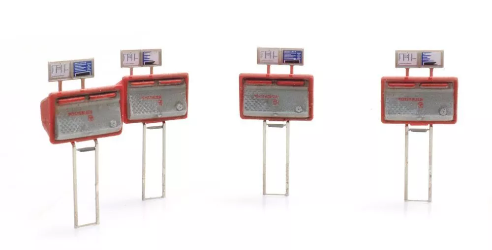 ARTITEC b.v. 387459 - Briefkasten rot-grau (4x) H0 1:87