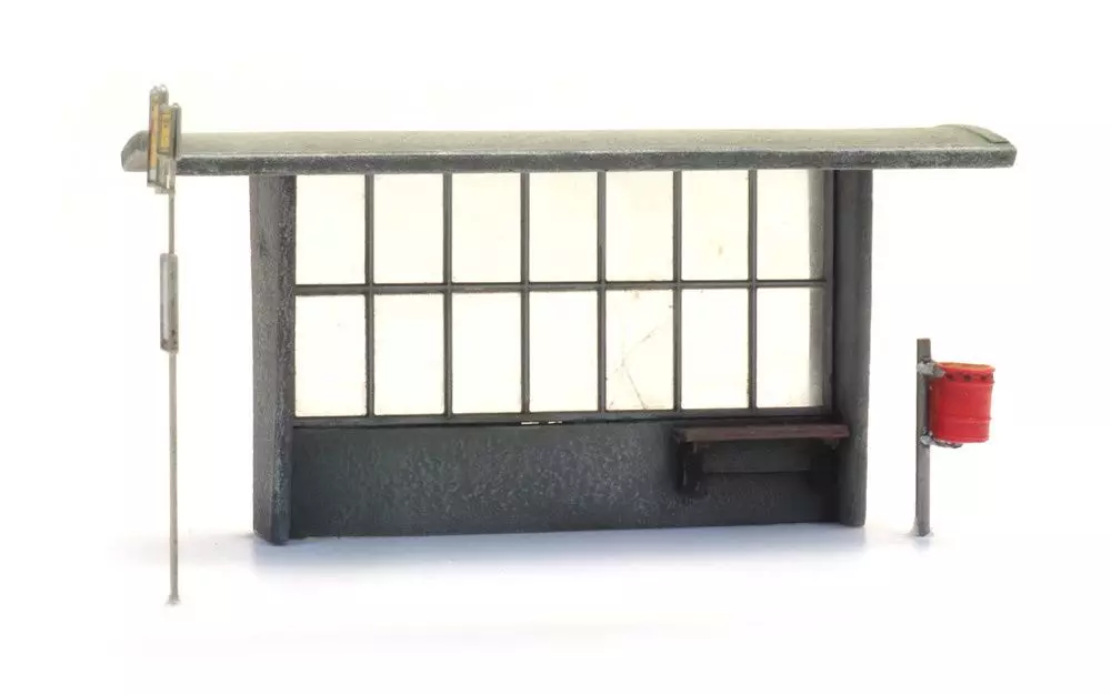 ARTITEC b.v. 10378 - Wartehäuschen Beton für Bus und Zug (3x) BAUSATZ H0 1:87