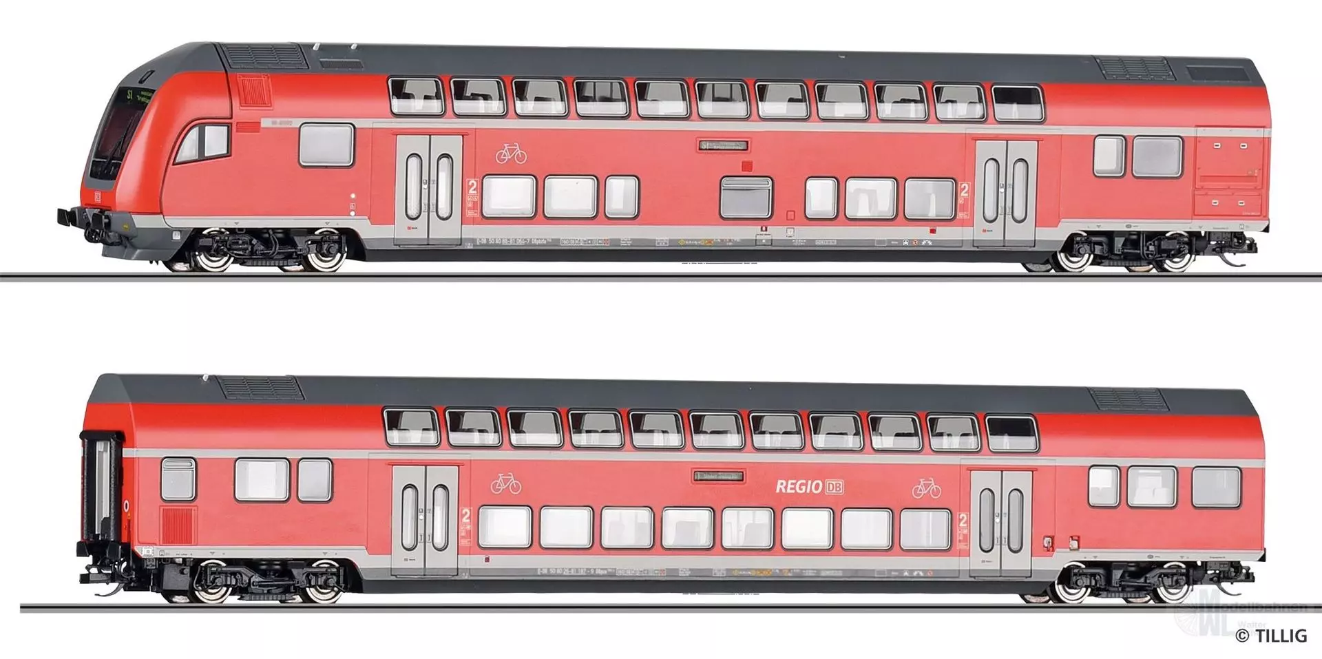 Tillig 01131 - Doppelstockwagen Set DB Regio Ep.VI 2.tlg. mit Steuerwagen TT 1:120
