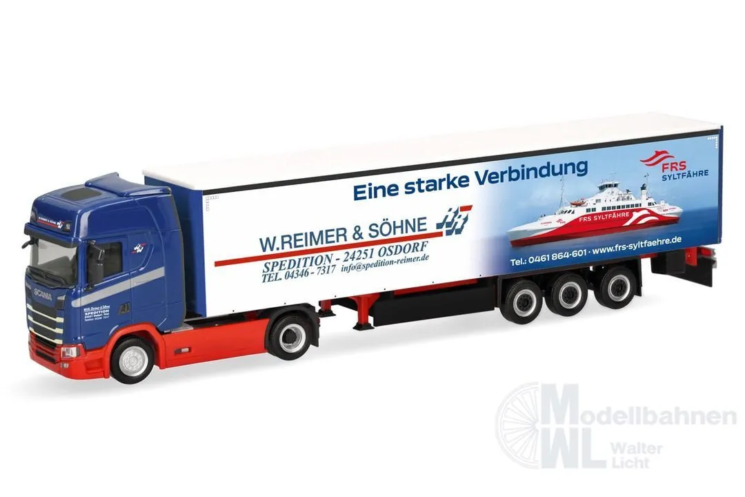 Herpa 322157 - Scania CS 20 Hochdach Gardinenplanen-Sattelzug Reimer & Söhne H0 1:87