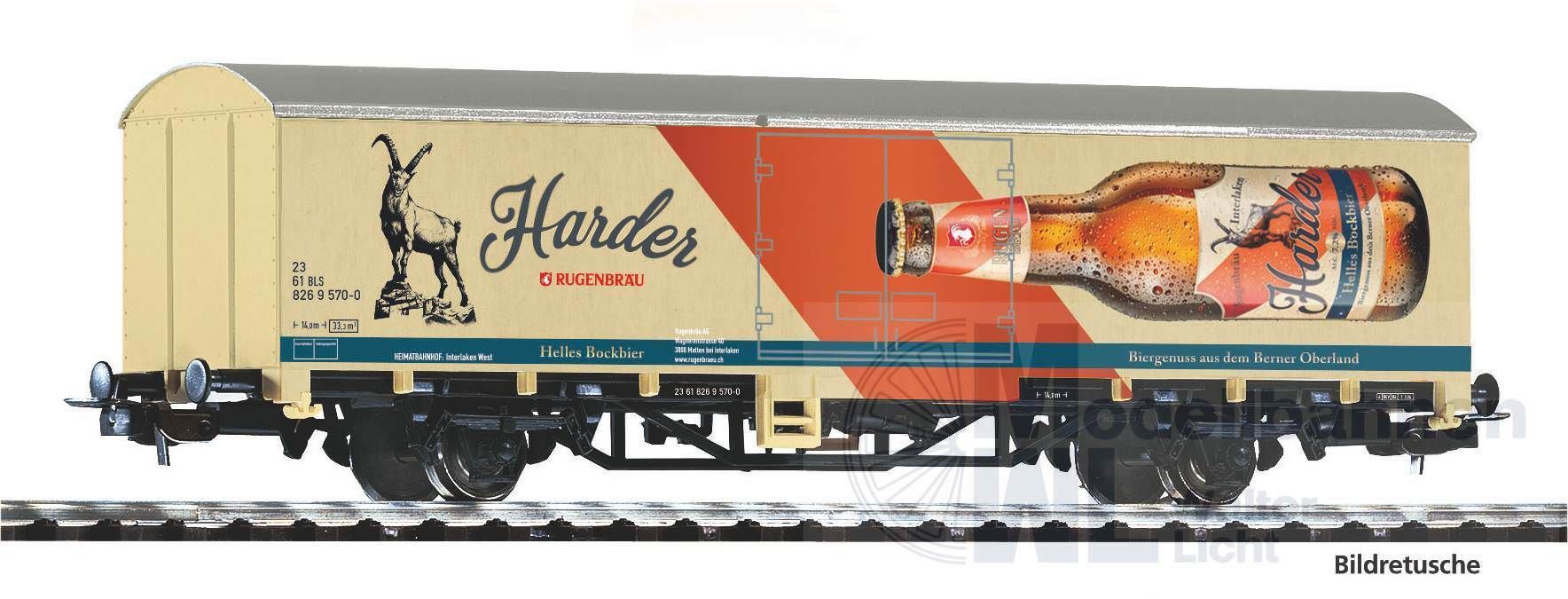 Piko 27727 - Güterwagen ged. BLS Ep.V Rugenbräu Interlaken H0/GL