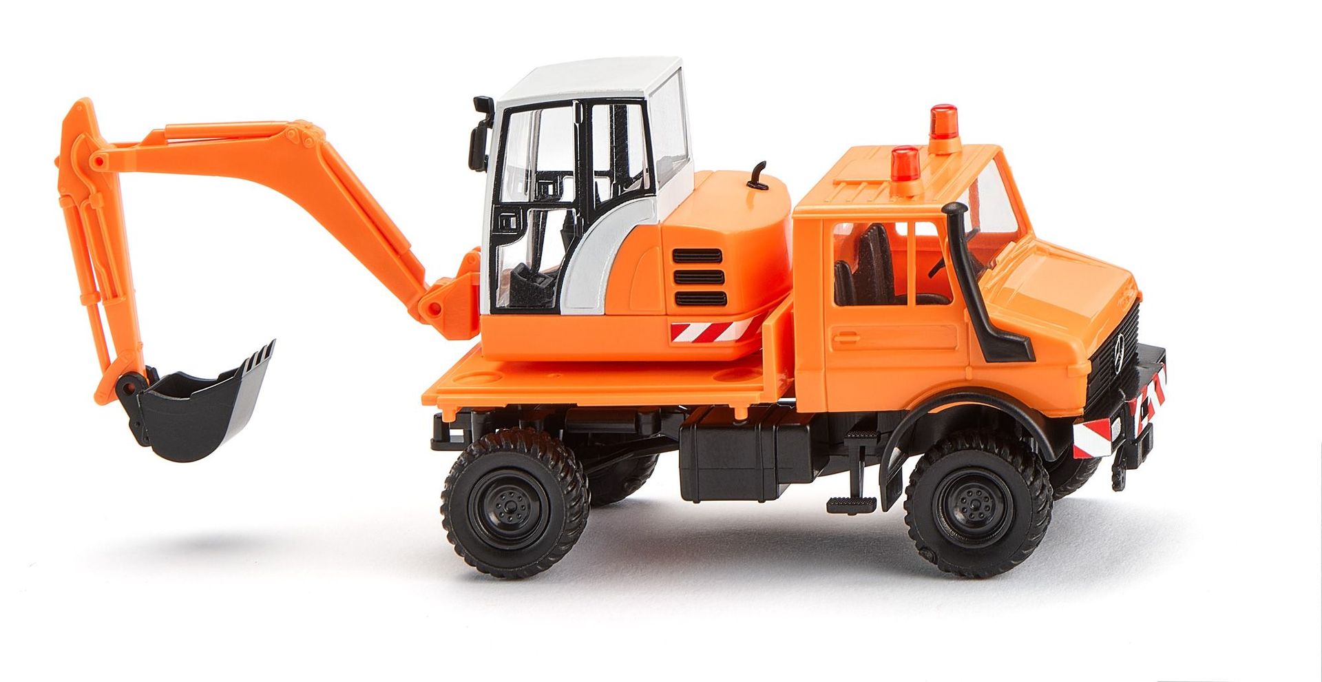 Wiking 064704 - Unimog mit Bagger - kommunalorange H0 1:87