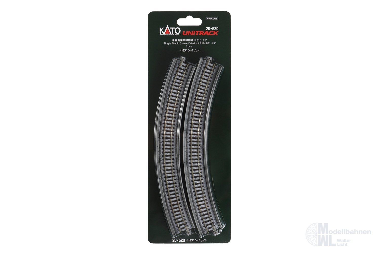 Kato 20-520 - Viadukt gebogen R315mm 45° 2 Stück  N 1:160