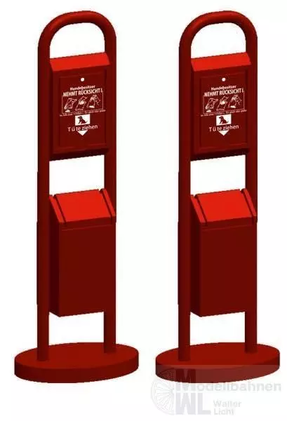 Rietze 70292 - Hundetoilette rot 2 Stück H0 1:87