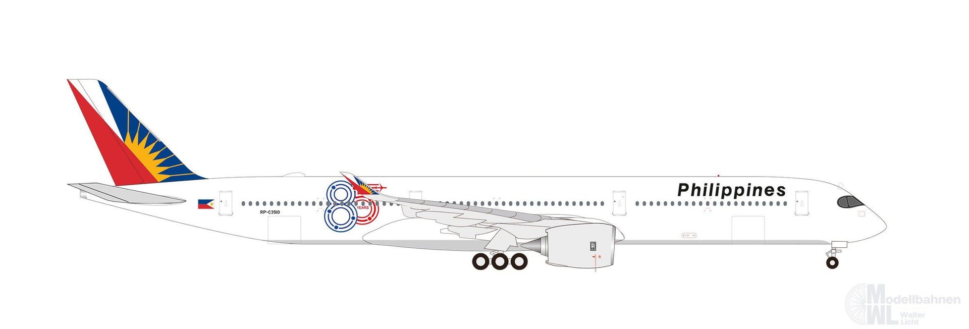 Herpa 539302 - Airbus A350-1000 Philippine Airlines 85 Years 1:500