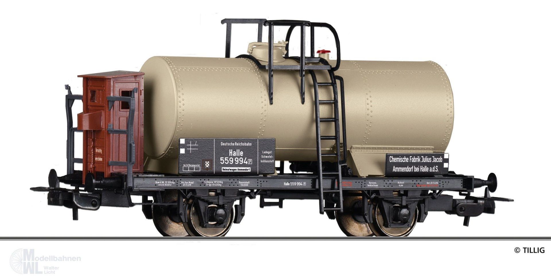 Tillig 77052 - Kesselwagen DRG Ep.II Chem. Fabrik Julius Jacob Ammendorf H0/GL