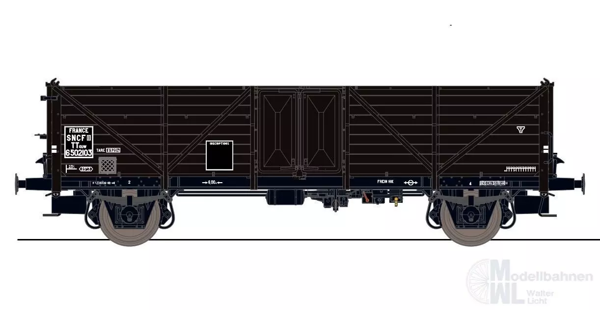 Exact Train 20351 - Güterwagen offen FRANCE Ep.III Klagenfurt Blechtür H0/GL