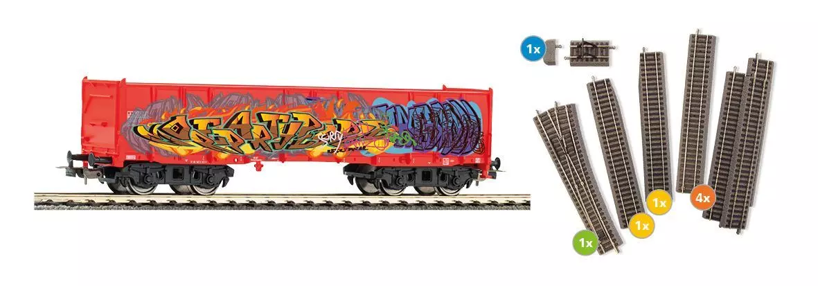 Piko 57033 - PIKO Gleisergänzungsset + Güterwagen H0/GL