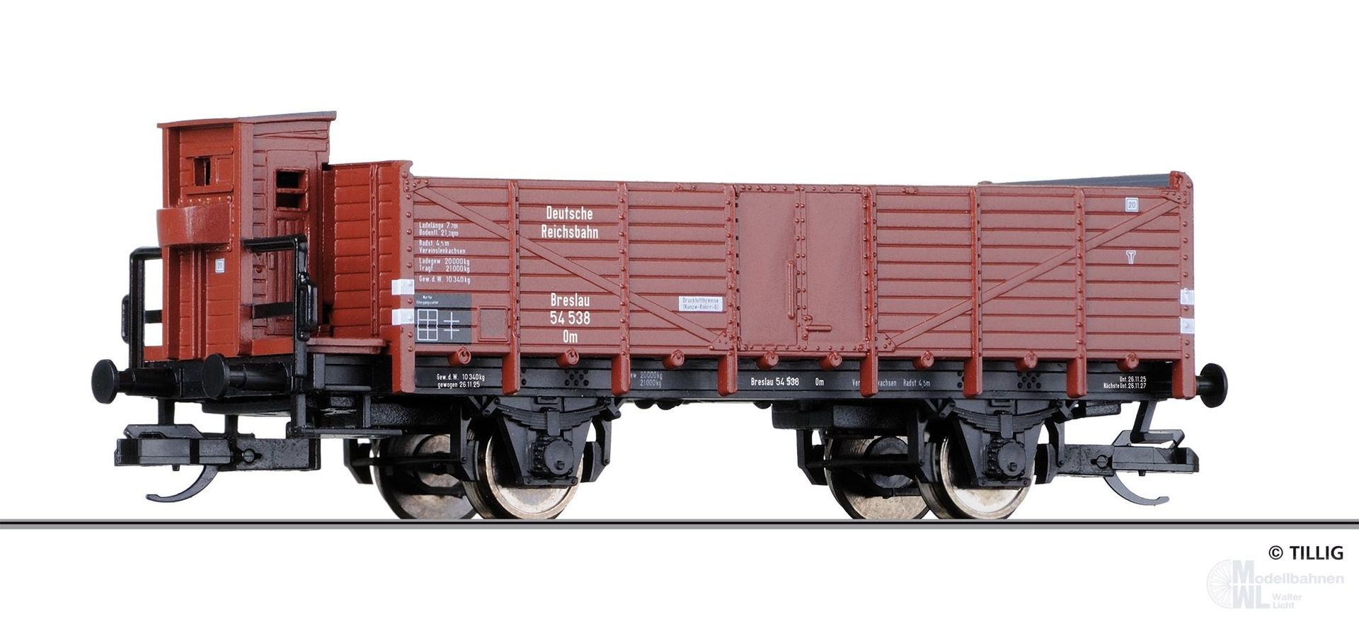 Tillig 14298 - Güterwagen offen DRG Ep.II Om Breslau TT 1:120