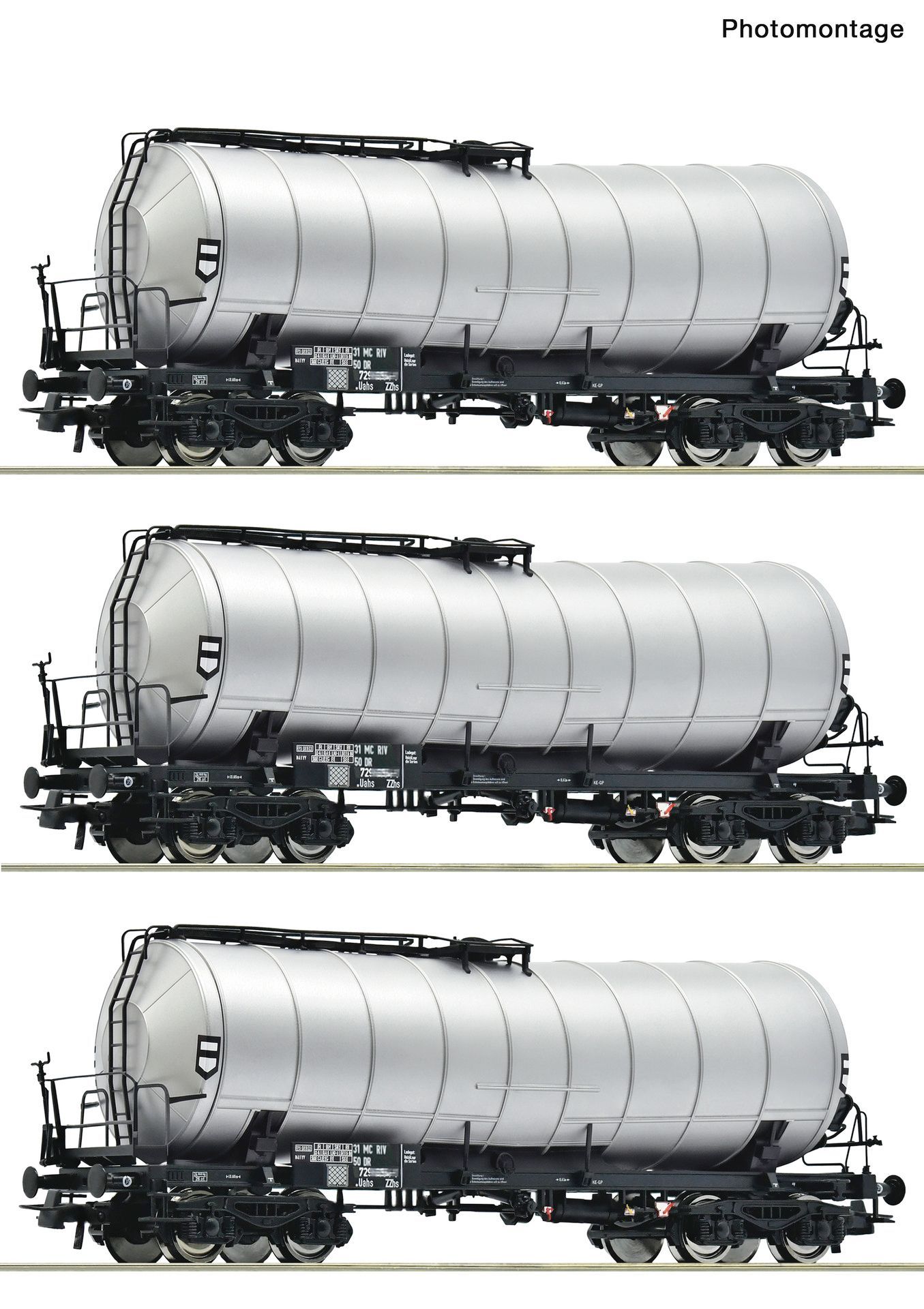 Roco 6600392 - 3er Set Knickkesselwagen Chrom DR