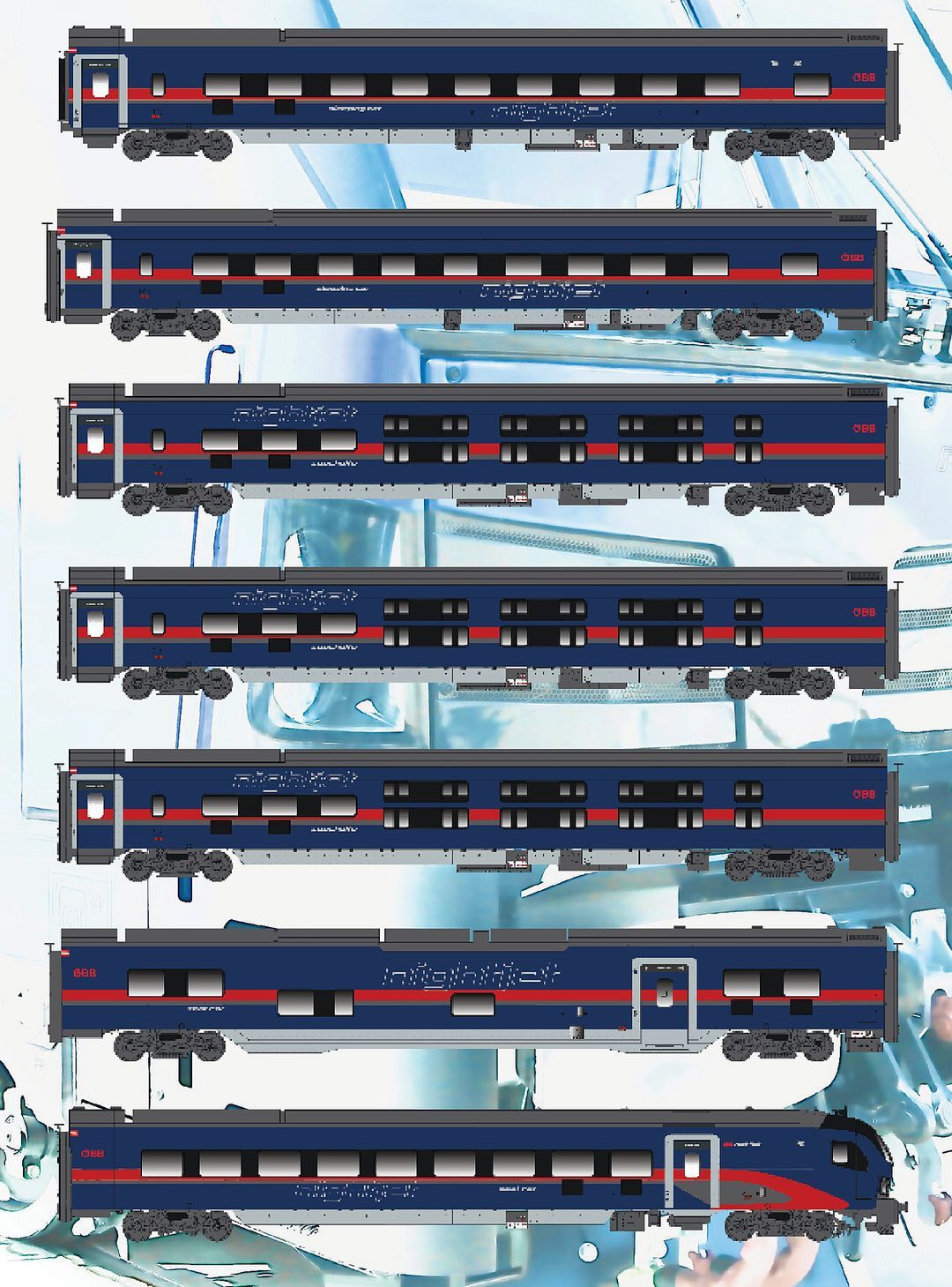 LS Models MW2403AC - Nachtzugwagen Set DANI ÖBB Nightjet Ep.VI 7.tlg. Innenbeleuchtung H0/WS