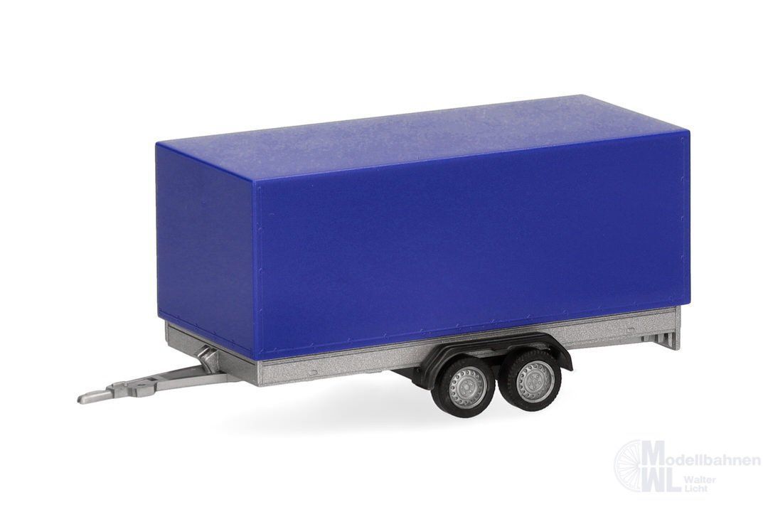 Herpa 052627-004 - PKW-Planenanhänger 2-achsig blau H0 1:87